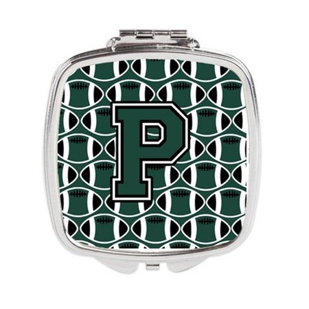 CAROLINES TREASURES Letter P Football Green and White Compact Mirror CJ1071-PSCM